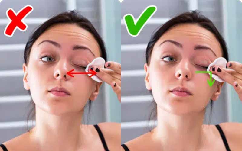 Lưu ý tẩy trang đúng cách để tránh làm tổn thương da mắt