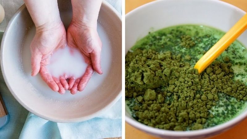 Công thức kết hợp bột trà xanh với nước vo gạo