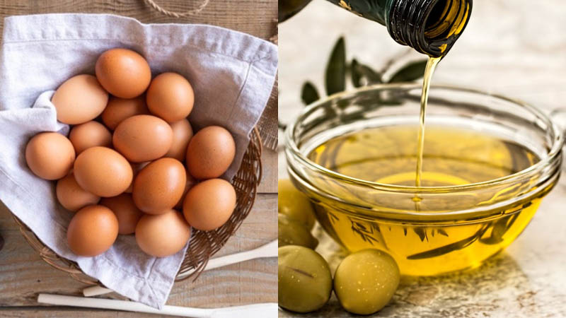 Cách sử dụng trứng gà và dầu oliu cũng được rất nhiều người yêu thích