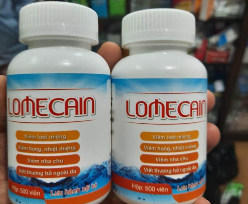 Thuốc nhiệt miệng Lomecain được sản xuất tại Việt Nam, đóng gói hộp 500 viên