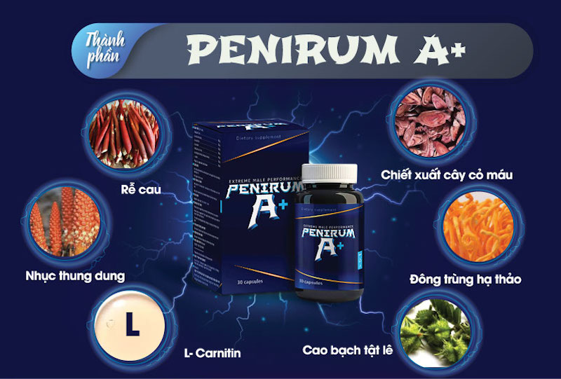 Viên uống bổ trợ Penirum A+ chứa thành phần dược liệu tốt cho sức khỏe