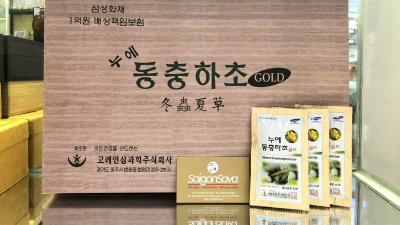 Đông trùng hạ thảo Bio Hàn Quốc hộp gỗ trắng 60 gói