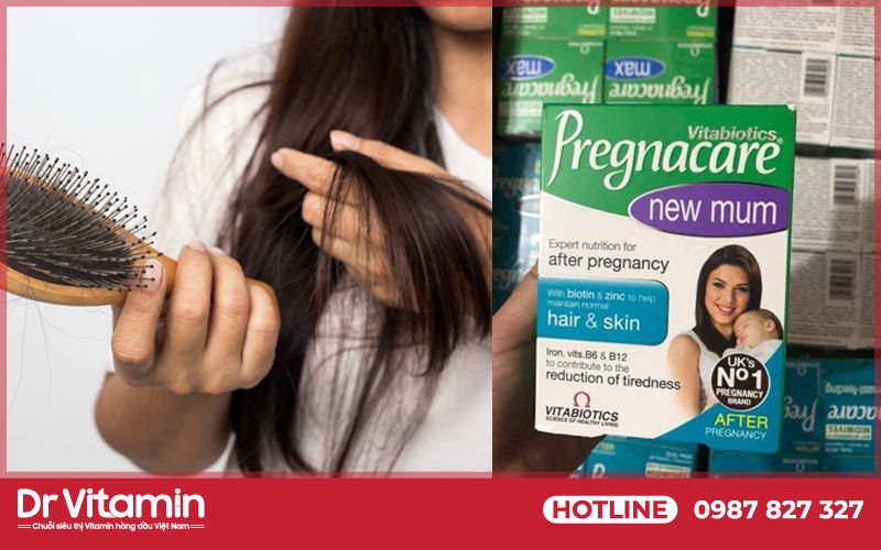 Phụ nữ sau sinh bị rụng tóc nên dùng pregnacare new mum