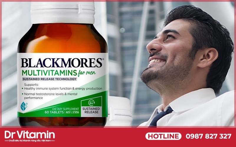 Blackmores Multivitamin For Men phù hợp với nam giới thiếu hụt vitamin, bị căng thẳng, mệt mỏi