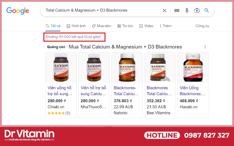 Total Calcium & Magnesium + D3 rất được quan tâm trên nền tảng internet với lượt tìm kiếm lớn