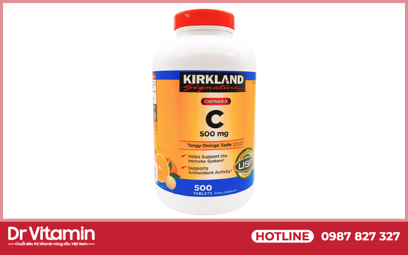 Viên nhai vitamin C Kirkland với thành phần thiên nhiên giúp cơ thể tăng cường miễn dịch