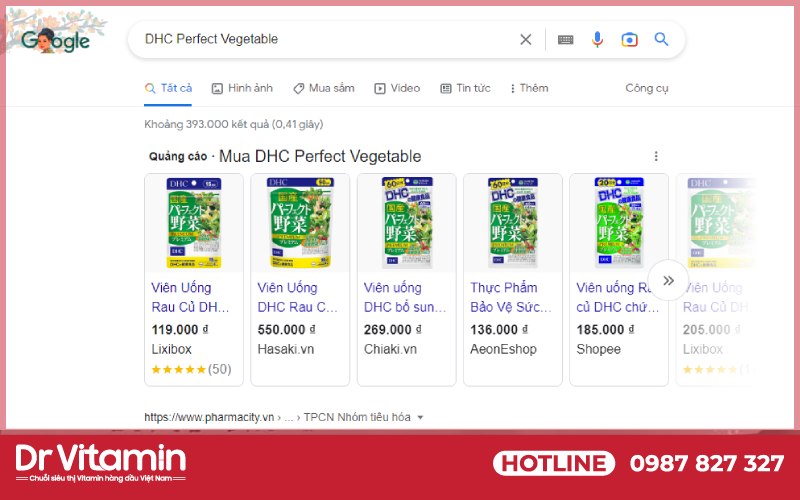 DHC Perfect Vegetable rất nổi tiếng tại Việt Nam, được tìm kiếm với số lượng khủng