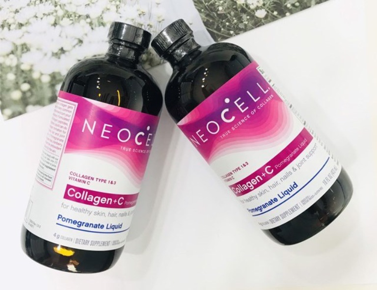 Làm đẹp da bằng sản phẩm Collagen nước Neocell Collagen + C Pomegranate Liquid 16 Oz