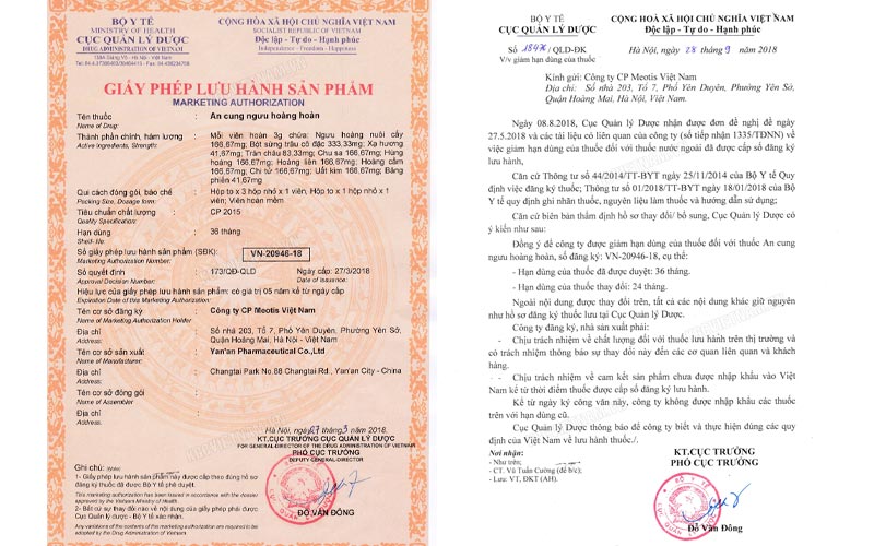 An cung ngưu hoàng hoàn Rùa Vàng được cấp giấy phép lưu hành tại Việt Nam