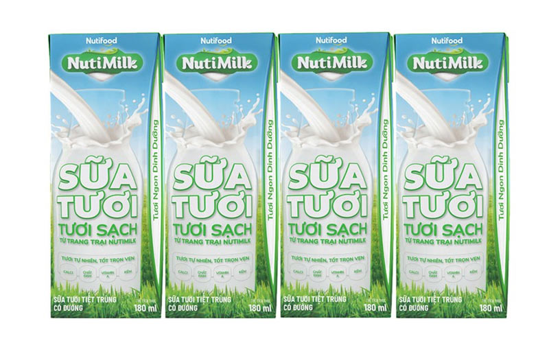 Sữa tươi tiệt trùng NutiMilk có xuất xứ từ thương hiệu Nutifood tại Việt Nam